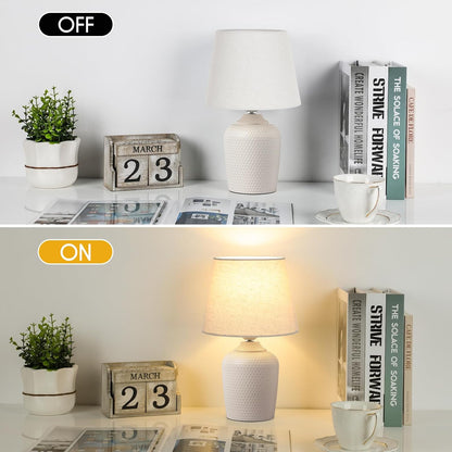 11.8’’ Small Table Lamps Set of 2 for Bedroom Kid’s Room Home Office, White