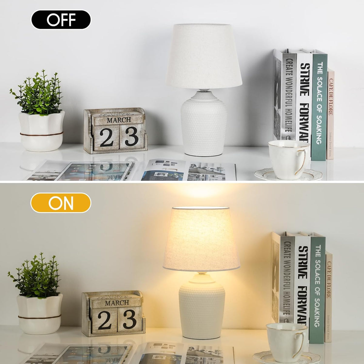 11.8’’ Small Table Lamps Set of 2 for Bedroom Kid’s Room Home Office, White