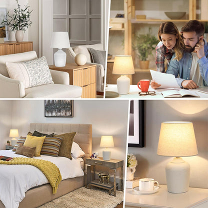 11.8’’ Small Table Lamps Set of 2 for Bedroom Kid’s Room Home Office, White
