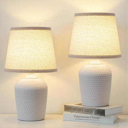 11.8’’ Small Table Lamps Set of 2 for Bedroom Kid’s Room Home Office, White