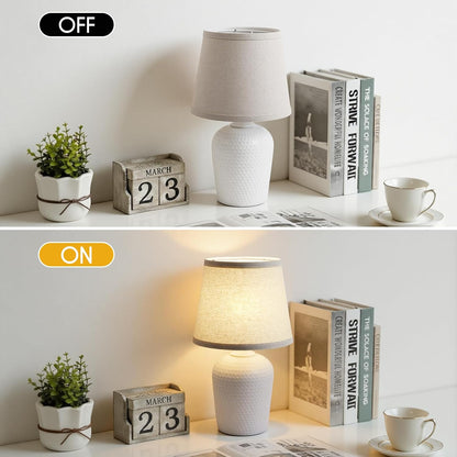 11.8’’ Small Table Lamps Set of 2 for Bedroom Kid’s Room Home Office, White