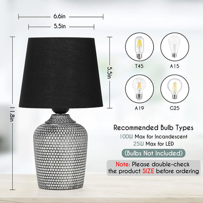 11.8’’ Small Table Lamps Set of 2 for Bedroom Kid’s Room Home Office, White