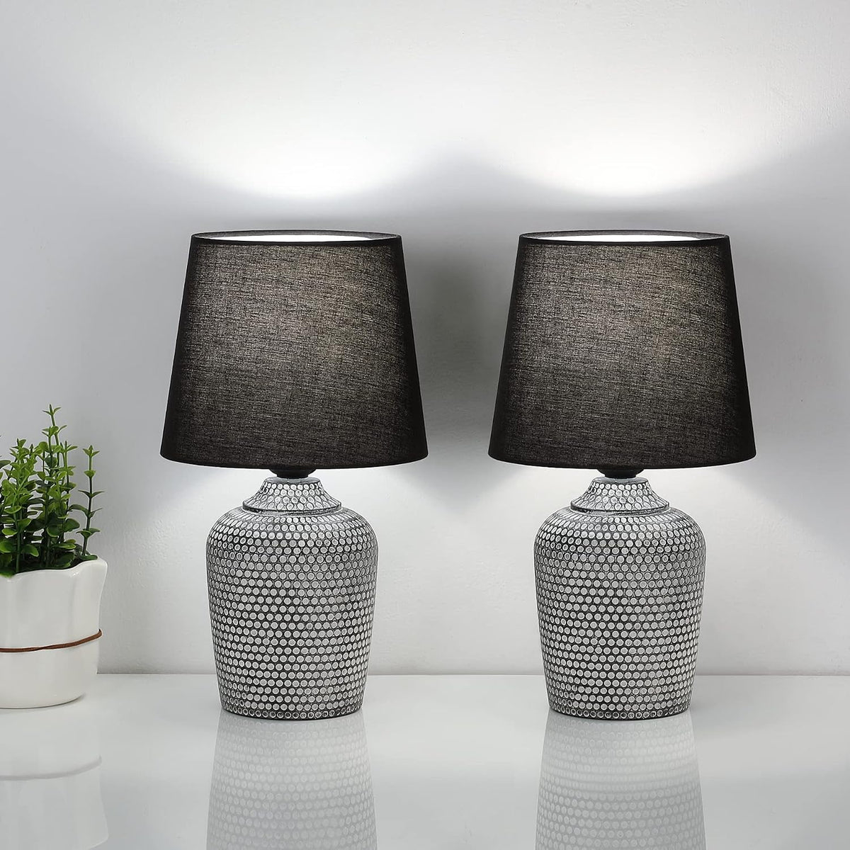 11.8’’ Small Table Lamps Set of 2 for Bedroom Kid’s Room Home Office, White