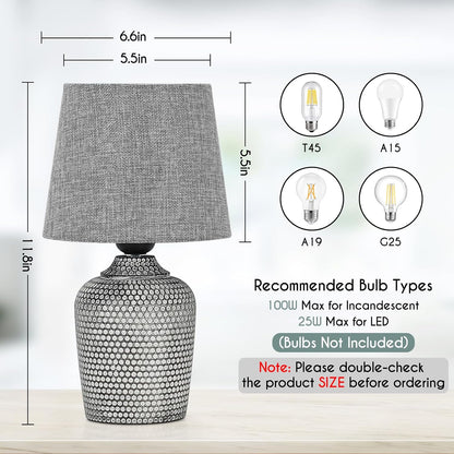 11.8’’ Small Table Lamps Set of 2 for Bedroom Kid’s Room Home Office, White