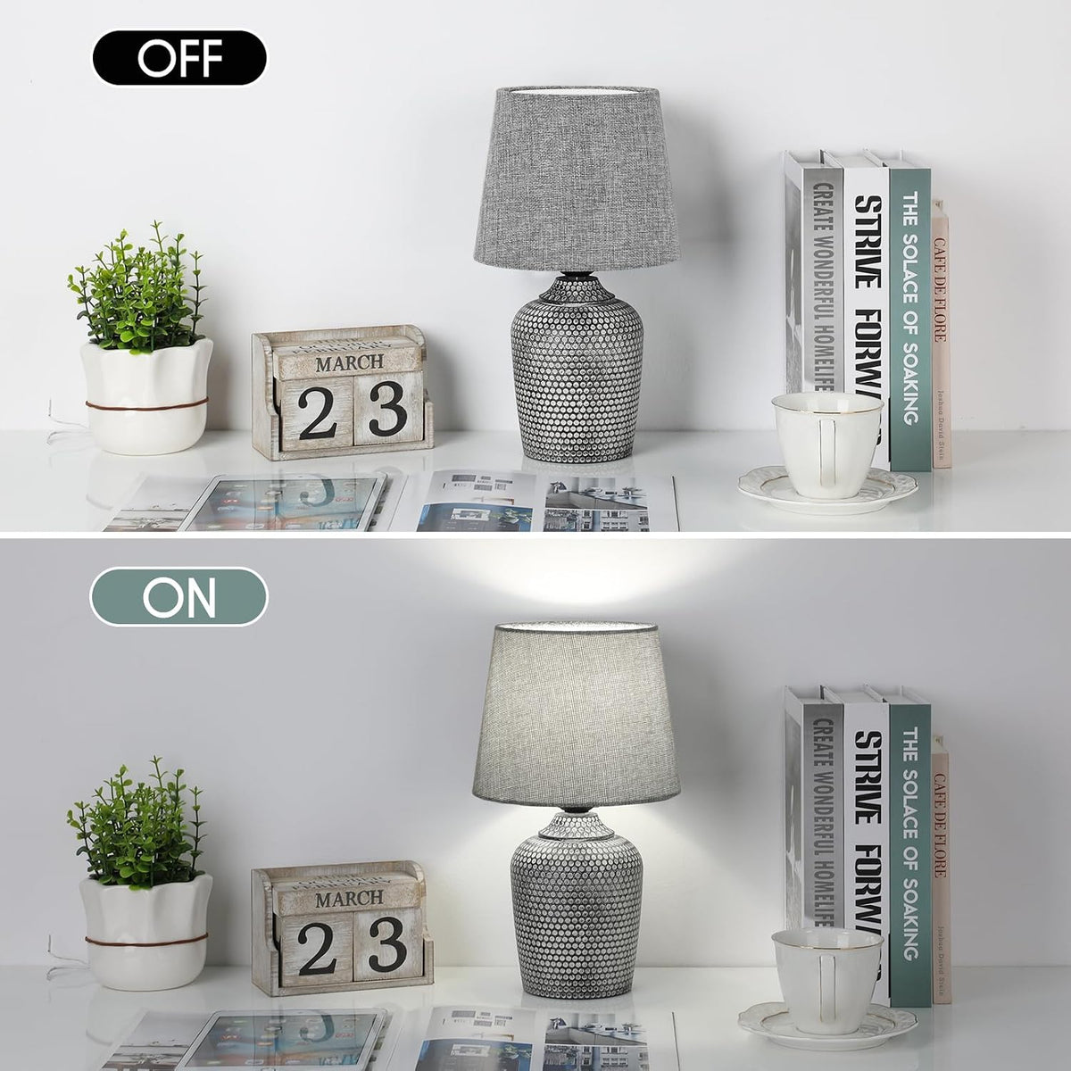 11.8’’ Small Table Lamps Set of 2 for Bedroom Kid’s Room Home Office, White