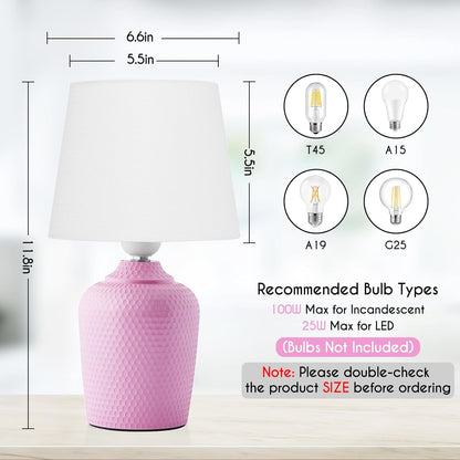 11.8’’ Small Table Lamps Set of 2 for Bedroom Kid’s Room Home Office, White