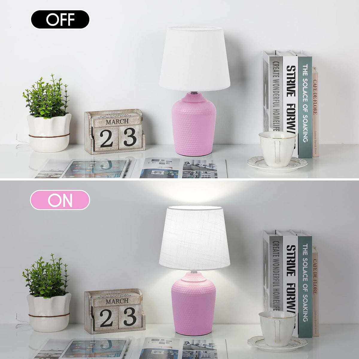 11.8’’ Small Table Lamps Set of 2 for Bedroom Kid’s Room Home Office, White