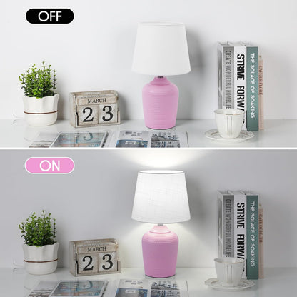 11.8’’ Small Table Lamps Set of 2 for Bedroom Kid’s Room Home Office, White