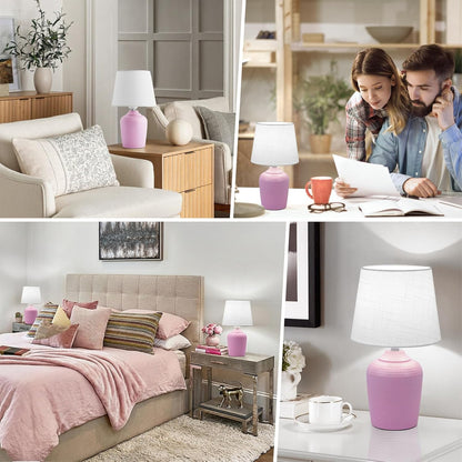 11.8’’ Small Table Lamps Set of 2 for Bedroom Kid’s Room Home Office, White