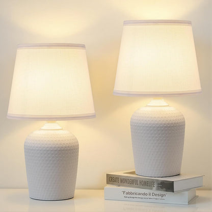 11.8’’ Small Table Lamps Set of 2 for Bedroom Kid’s Room Home Office, White
