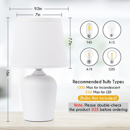 11.8’’ Small Table Lamps Set of 2 for Bedroom Kid’s Room Home Office, White
