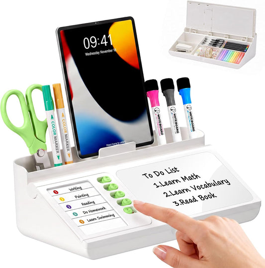 Desk Organizer Dry Erase Desktop Whiteboard with Storage, to Do List Board