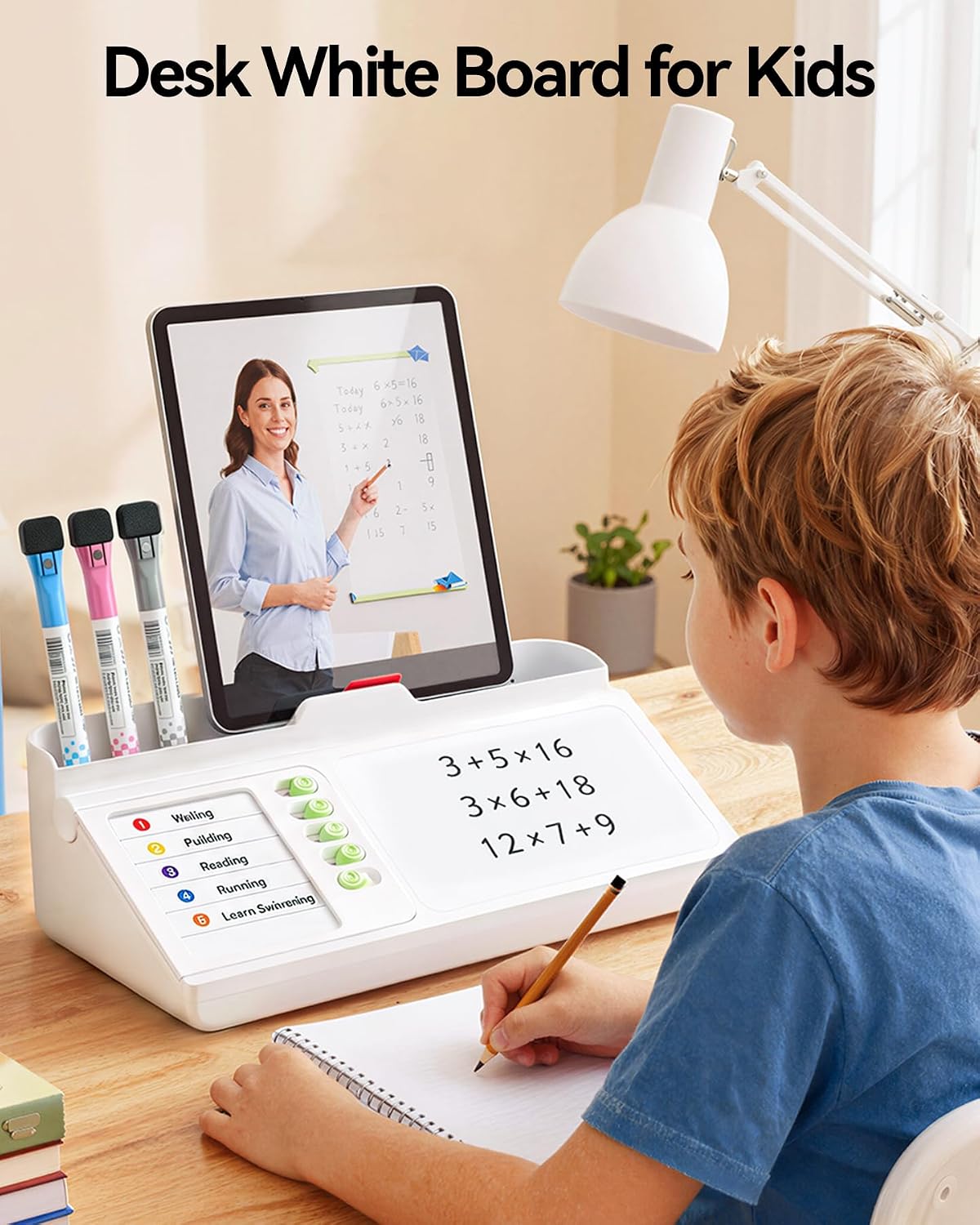 Desk Organizer Dry Erase Desktop Whiteboard with Storage, to Do List Board