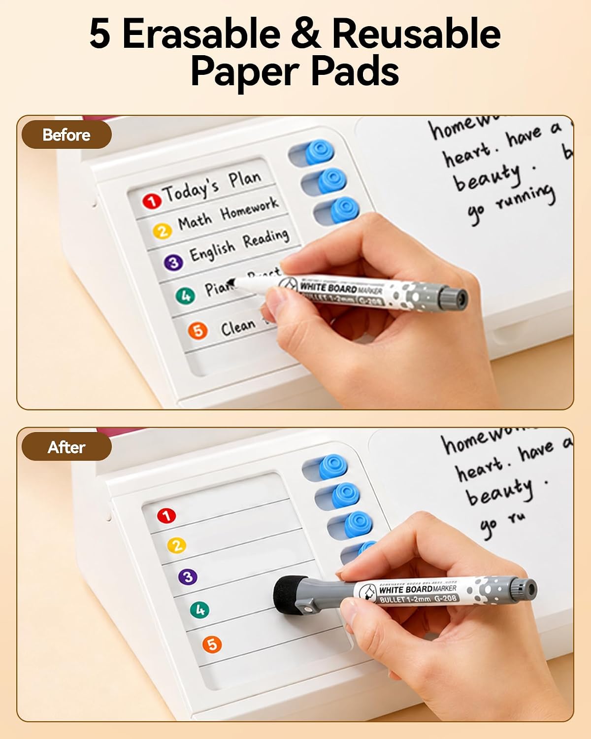 Desk Organizer Dry Erase Desktop Whiteboard with Storage, to Do List Board