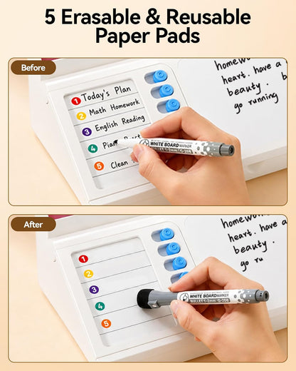 Desk Organizer Dry Erase Desktop Whiteboard with Storage, to Do List Board