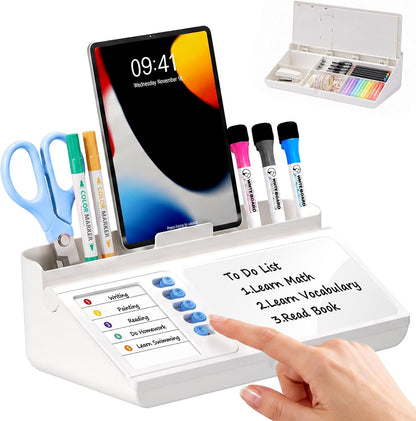 Desk Organizer Dry Erase Desktop Whiteboard with Storage, to Do List Board