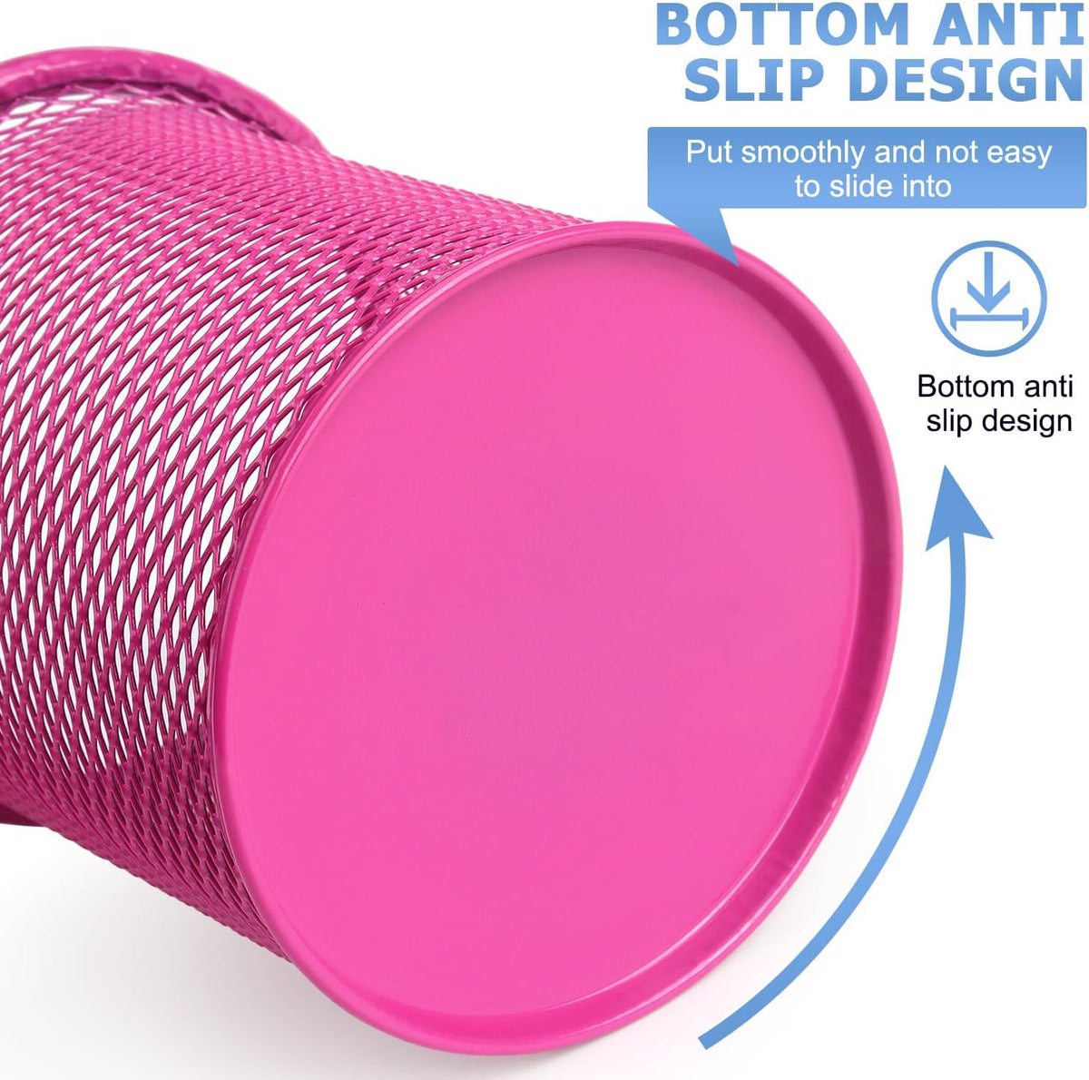 Pen Holder Cup for Desk, Wire Mesh Pencil Cup Holder, Pink