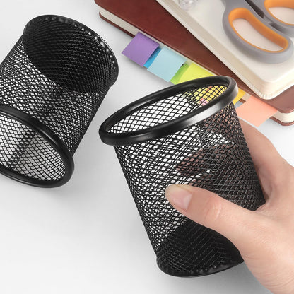 Pen Holder Cup for Desk, Wire Mesh Pencil Cup Holder, Pink