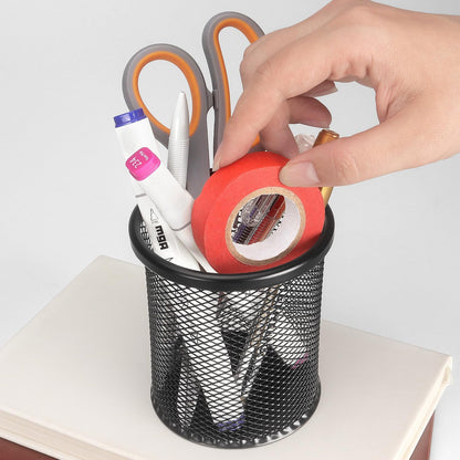 Pen Holder Cup for Desk, Wire Mesh Pencil Cup Holder, Pink