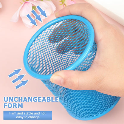 Pen Holder Cup for Desk, Wire Mesh Pencil Cup Holder, Pink