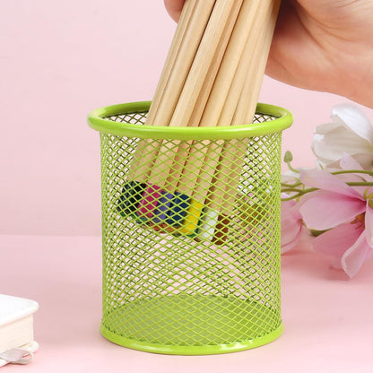 Pen Holder Cup for Desk, Wire Mesh Pencil Cup Holder, Pink