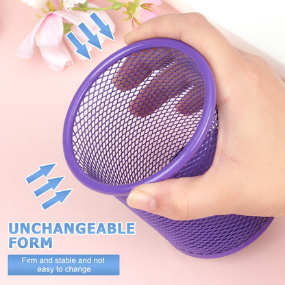 Pen Holder Cup for Desk, Wire Mesh Pencil Cup Holder, Pink