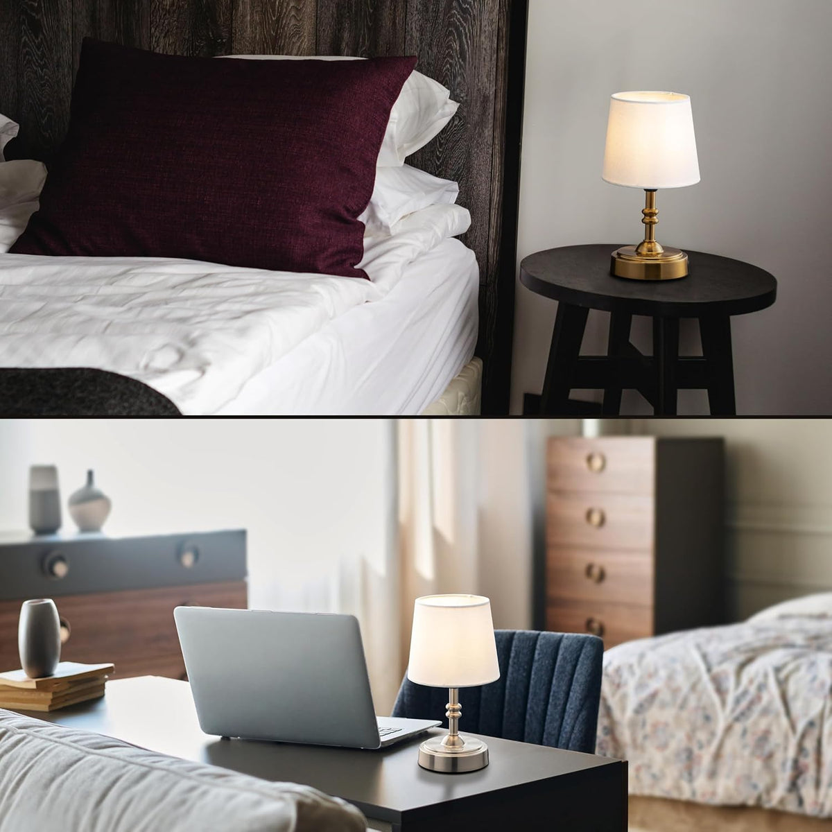Seraph mini – Cordless LED Table Lamp with Dimmer, Built-in Rechargeable Battery, 3-Level Brightness, Patio Table Lamp, Bedside Night Lamp, Ambient Light for Restaurant, Antique Brass