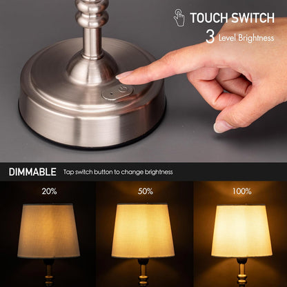 Seraph mini – Cordless LED Table Lamp with Dimmer, Built-in Rechargeable Battery, 3-Level Brightness, Patio Table Lamp, Bedside Night Lamp, Ambient Light for Restaurant, Antique Brass