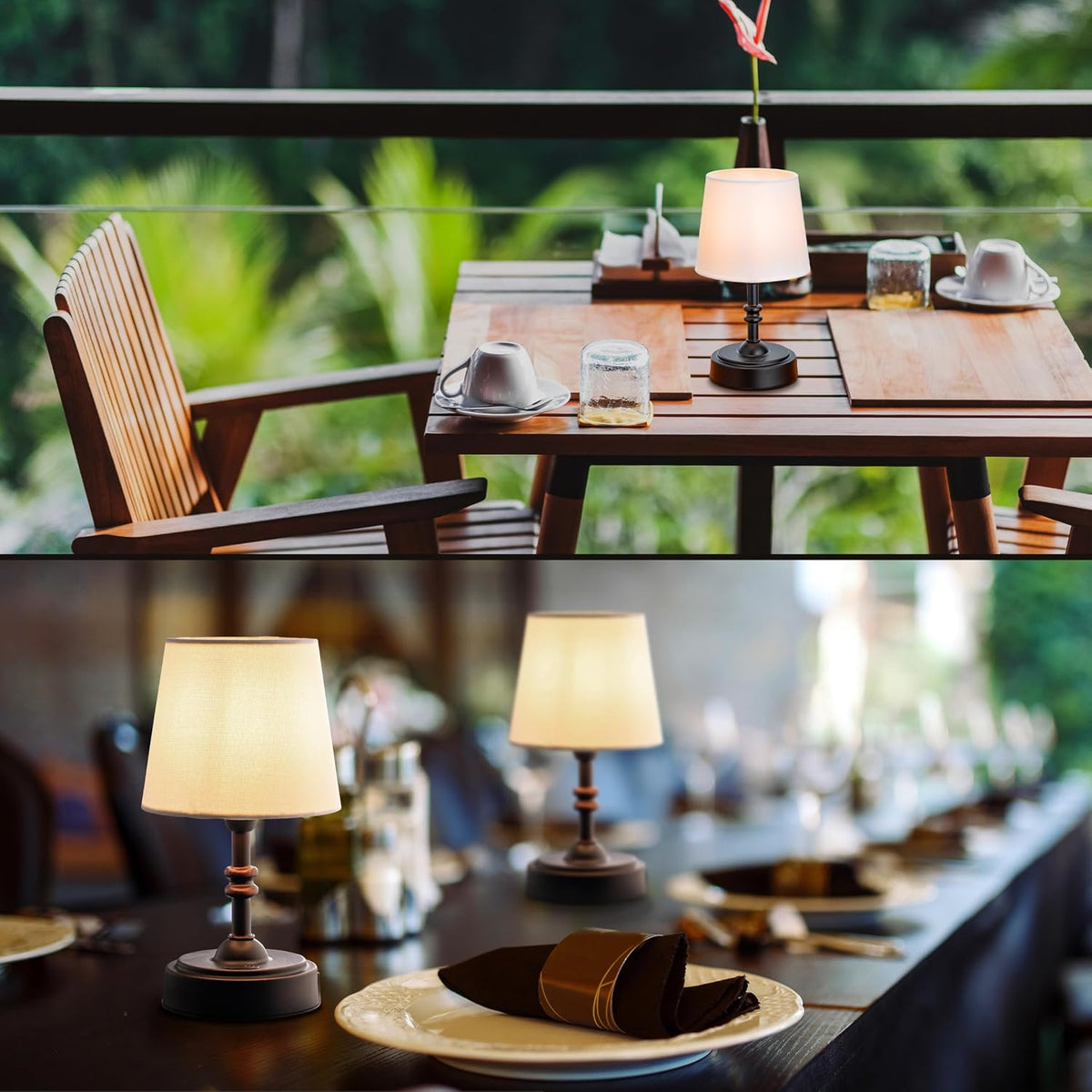 Seraph mini – Cordless LED Table Lamp with Dimmer, Built-in Rechargeable Battery, 3-Level Brightness, Patio Table Lamp, Bedside Night Lamp, Ambient Light for Restaurant, Antique Brass