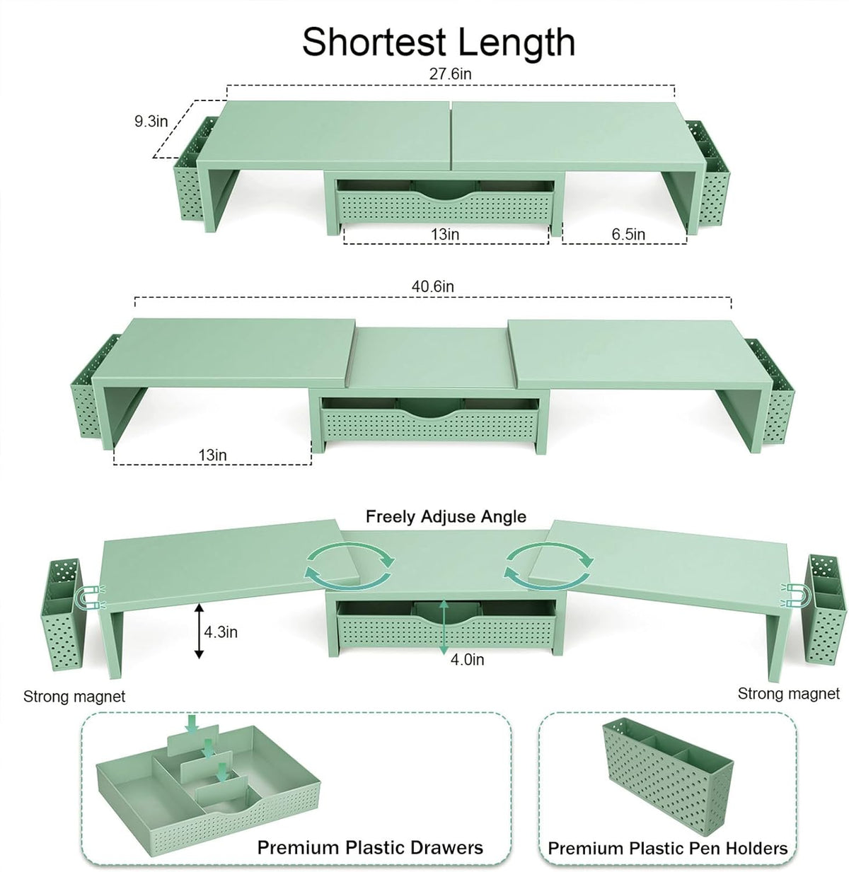 Dual Monitor Stand Riser With Drawer and 2 Pen Holders