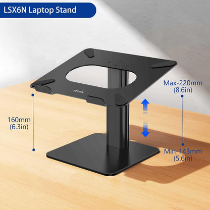 LSX6N Laptop Stand, Ergonomic Adjustable Notebook Riser, Computer Holder, Laptop Mount Compatible with 10-15.6" Laptops, Black