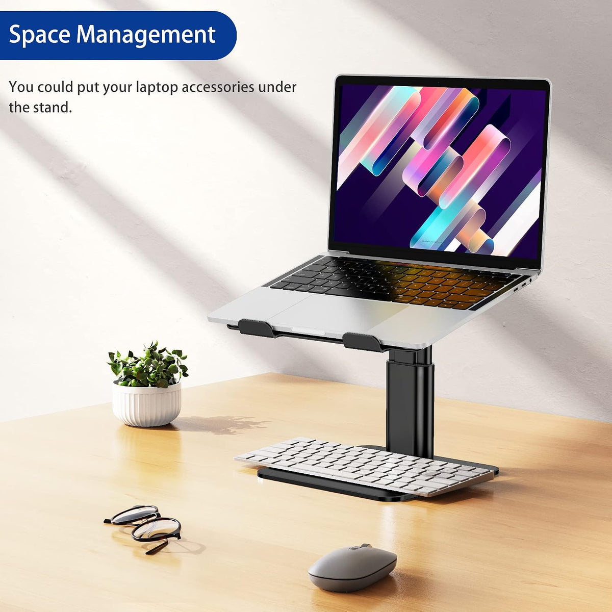 LSX6N Laptop Stand, Ergonomic Adjustable Notebook Riser, Computer Holder, Laptop Mount Compatible with 10-15.6" Laptops, Black