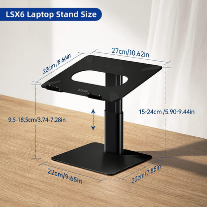 LSX6N Laptop Stand, Ergonomic Adjustable Notebook Riser, Computer Holder, Laptop Mount Compatible with 10-15.6" Laptops, Black