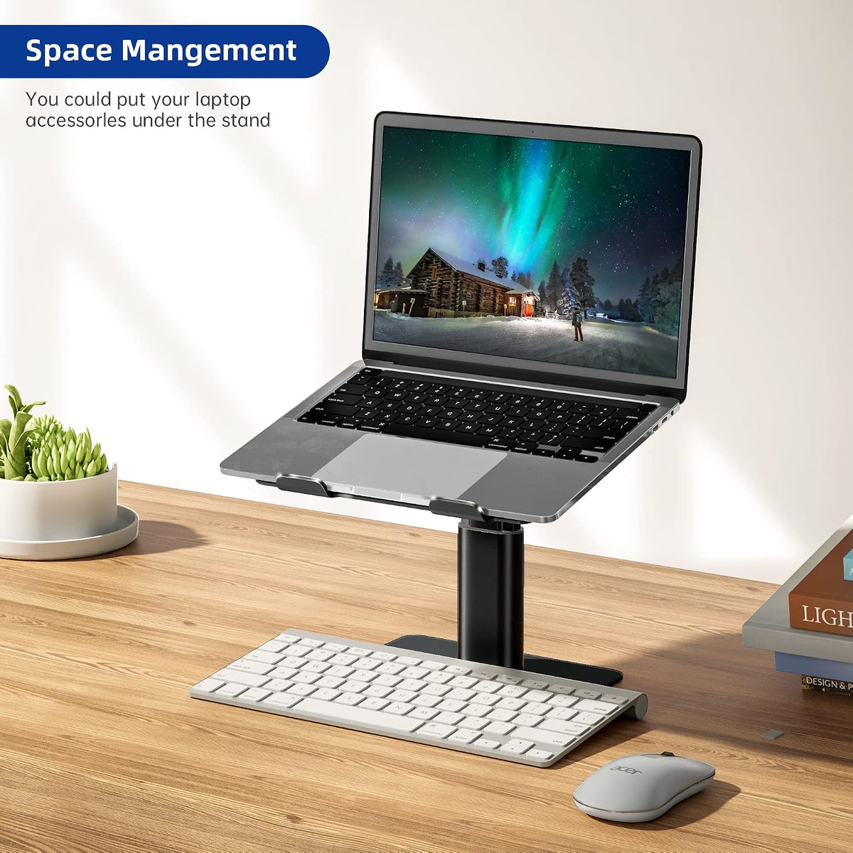 LSX6N Laptop Stand, Ergonomic Adjustable Notebook Riser, Computer Holder, Laptop Mount Compatible with 10-15.6" Laptops, Black