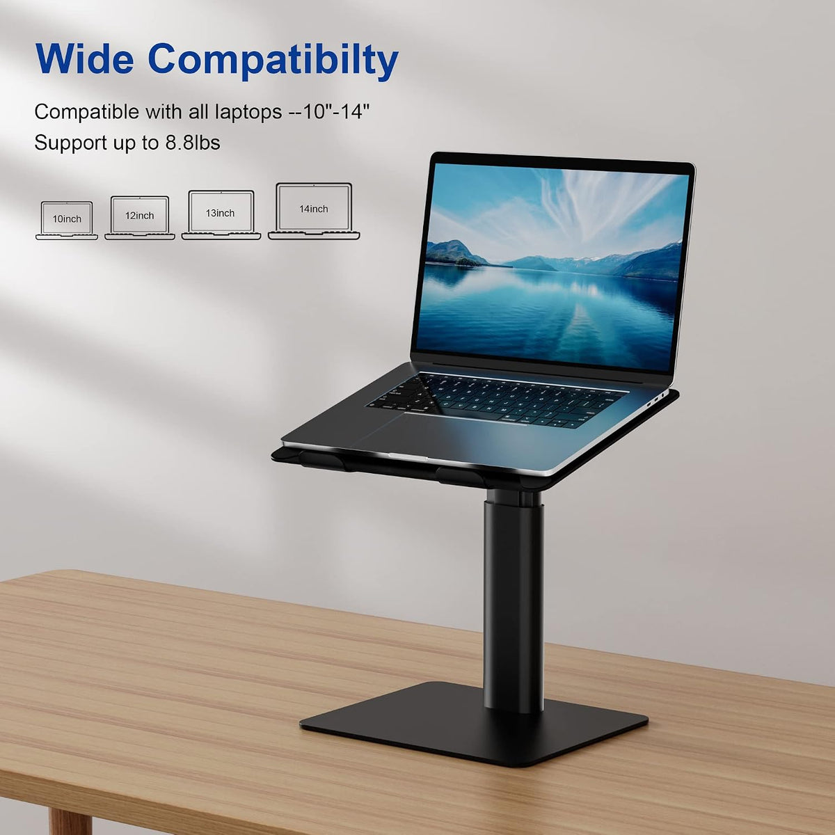 LSX6N Laptop Stand, Ergonomic Adjustable Notebook Riser, Computer Holder, Laptop Mount Compatible with 10-15.6" Laptops, Black