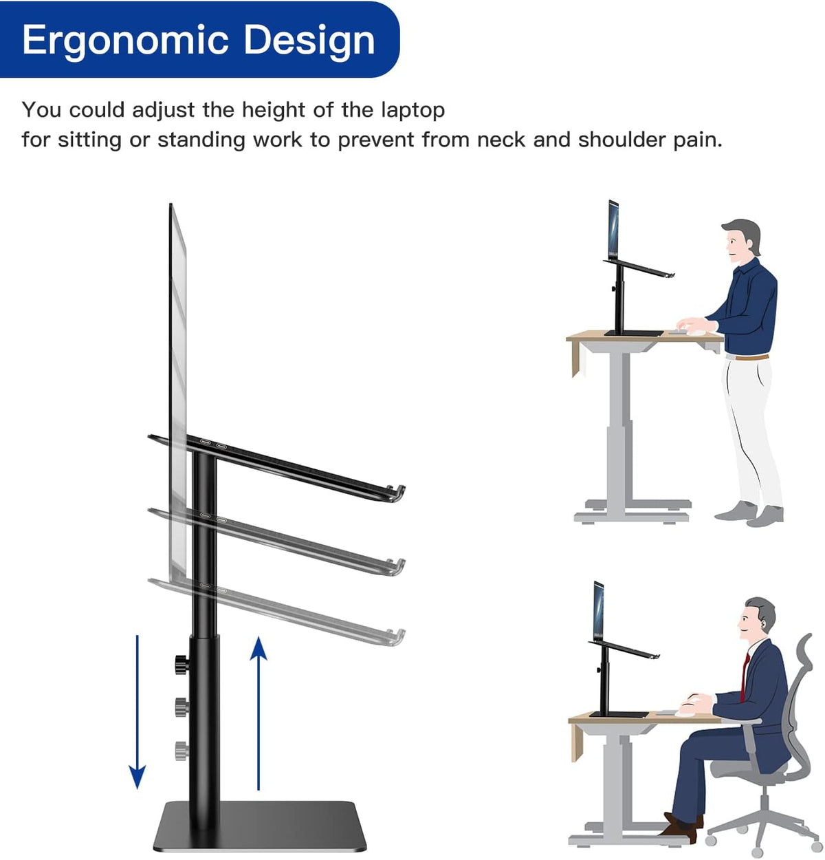 LSX6N Laptop Stand, Ergonomic Adjustable Notebook Riser, Computer Holder, Laptop Mount Compatible with 10-15.6" Laptops, Black