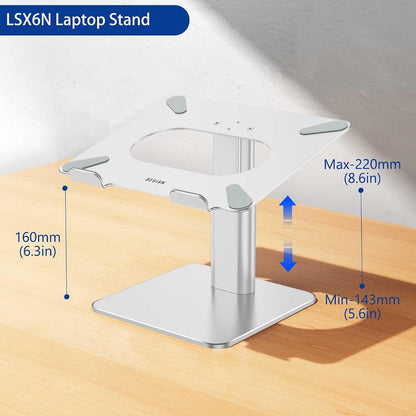 LSX6N Laptop Stand, Ergonomic Adjustable Notebook Riser, Computer Holder, Laptop Mount Compatible with 10-15.6" Laptops, Black