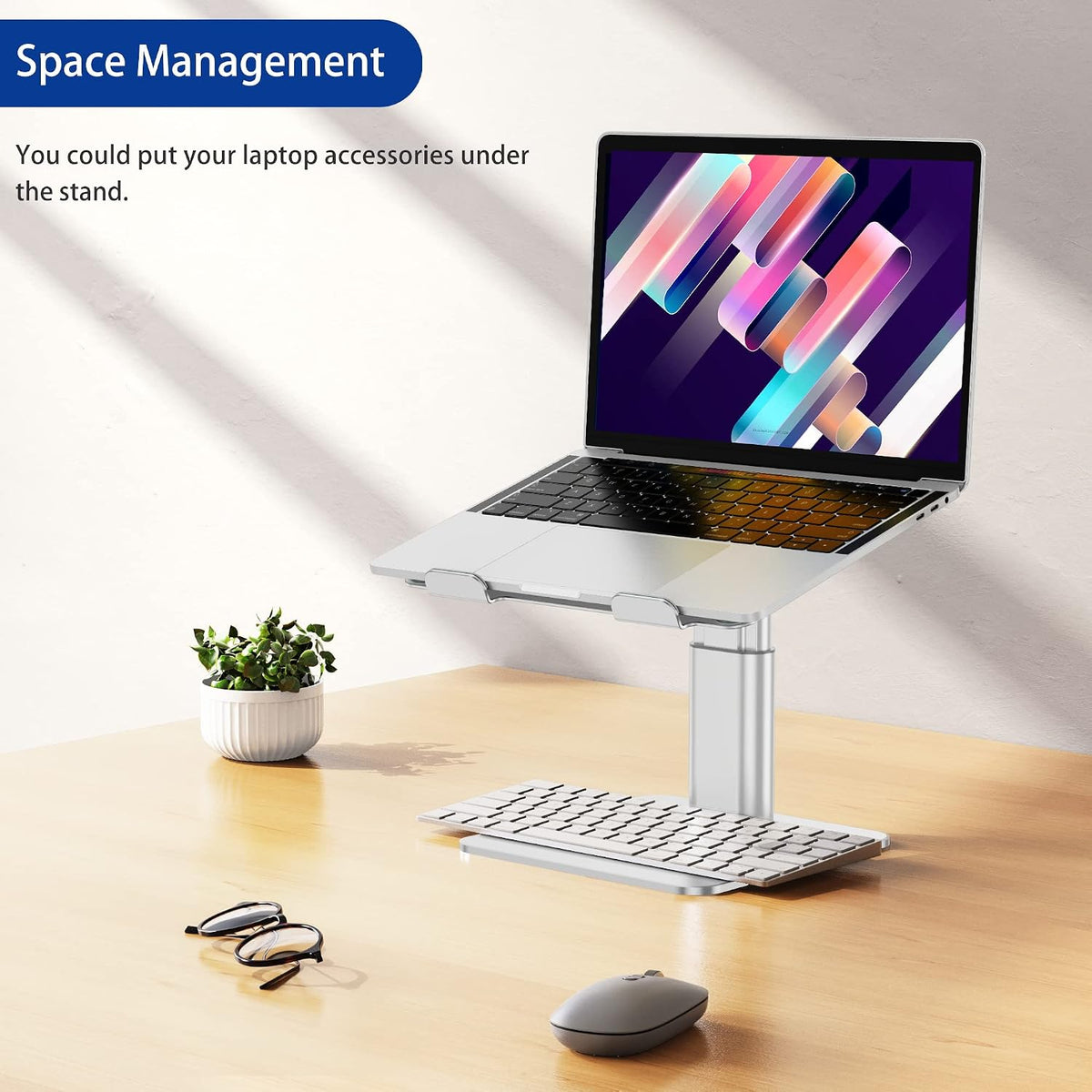 LSX6N Laptop Stand, Ergonomic Adjustable Notebook Riser, Computer Holder, Laptop Mount Compatible with 10-15.6" Laptops, Black