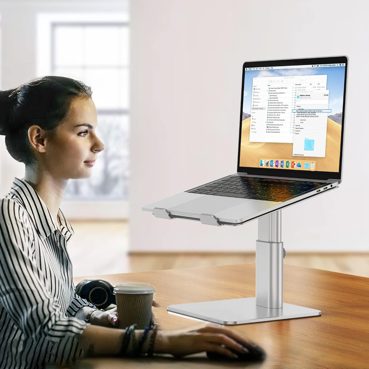 LSX6N Laptop Stand, Ergonomic Adjustable Notebook Riser, Computer Holder, Laptop Mount Compatible with 10-15.6" Laptops, Black