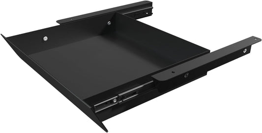 Under Desk Mounted Sliding Drawer with 60 Degree Tilt Panel to Pull Out, 15'' Long & 9'' deep Large Storage Organizer for Sit Stand Workstation