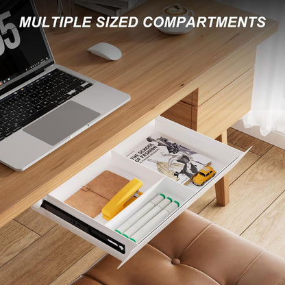 Under Desk Mounted Sliding Drawer with 60 Degree Tilt Panel to Pull Out, 15'' Long & 9'' deep Large Storage Organizer for Sit Stand Workstation