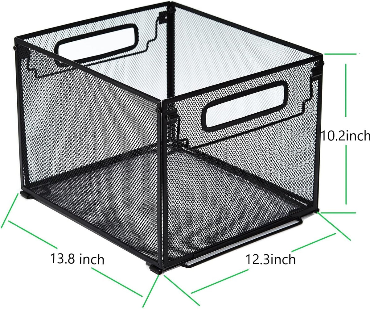 Letter Size Metal Hanging File Folder Organizer Crate Basket,Black