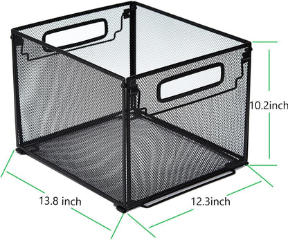 Letter Size Metal Hanging File Folder Organizer Crate Basket,Black