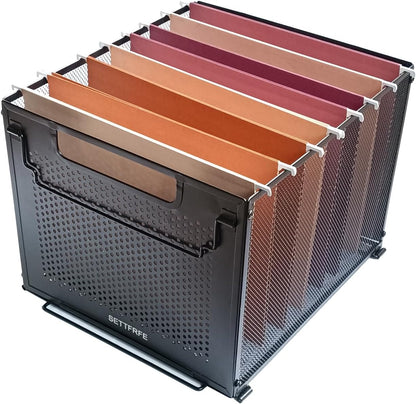 Letter Size Metal Hanging File Folder Organizer Crate Basket,Black