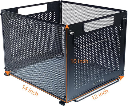Letter Size Metal Hanging File Folder Organizer Crate Basket,Black