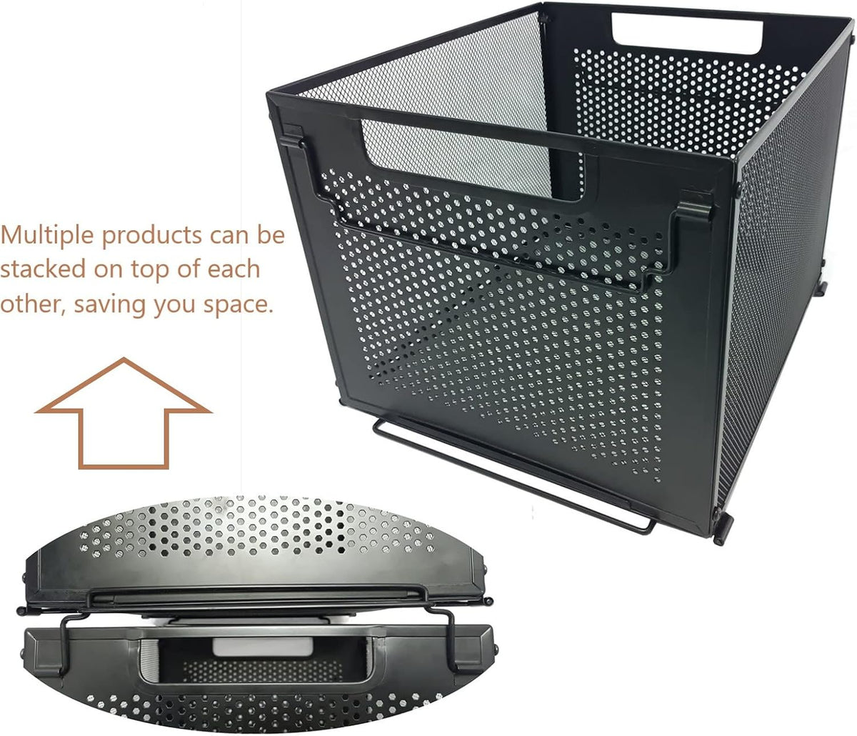 Letter Size Metal Hanging File Folder Organizer Crate Basket,Black