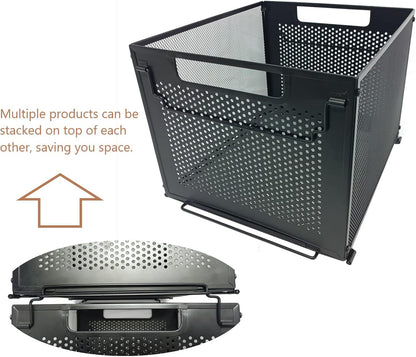 Letter Size Metal Hanging File Folder Organizer Crate Basket,Black