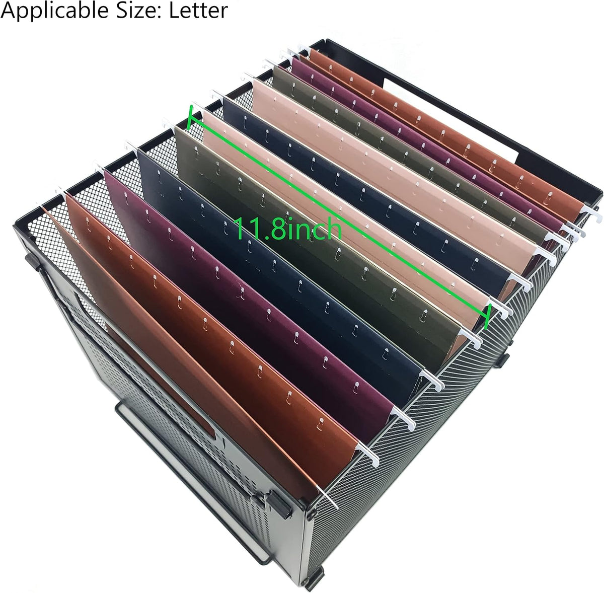 Letter Size Metal Hanging File Folder Organizer Crate Basket,Black