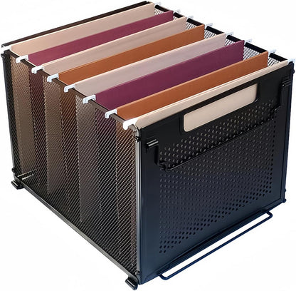 Letter Size Metal Hanging File Folder Organizer Crate Basket,Black