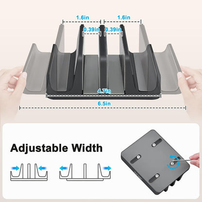 4-in-1 Adjustable Vertical Laptop Stand, Aluminum Holder, Silver